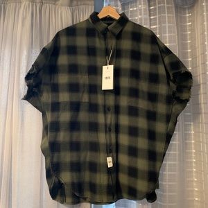 ZARA Oversized Plaid Sleeveless Shirt
